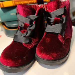 NWT Cat & Jack Burgundy combat velvety boots multiple sizes available